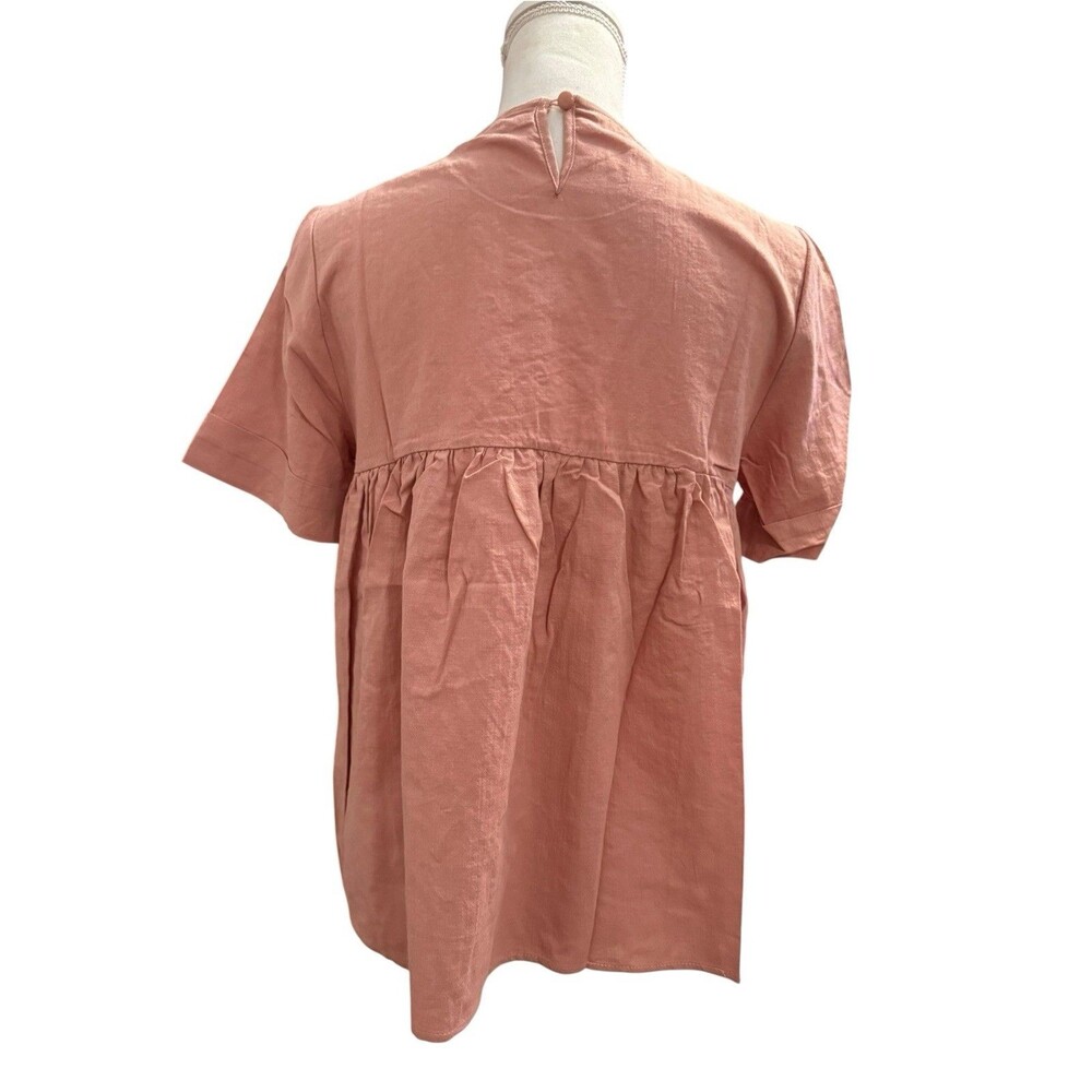 Tea N Rose Embroidered Floral Babydoll Tunic Top Dusty Rose Womens Size S - Picture 4 of 9